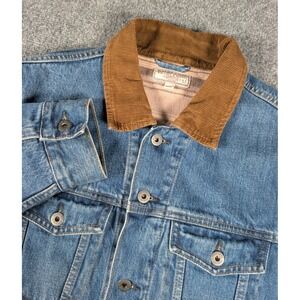 Wallace & Banes Denim Jean Jacket Mens Medium Blanket Lined Corduroy Collar